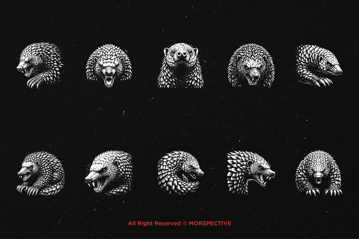 10 Bundle Dark Art Pangolin Armadilo, an Illustration by Morspective (Photo 6 of 7)