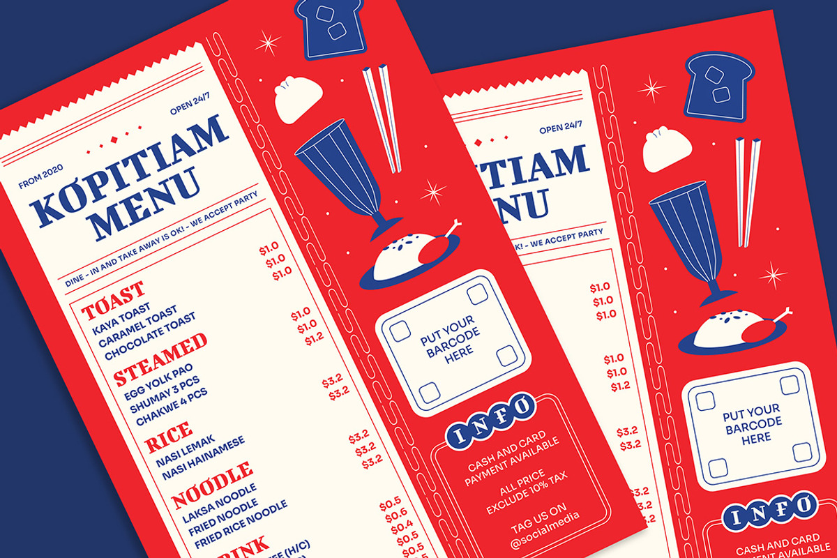 Red and Blue Kopitiam Menu, a Stationery Template by Gumico Studio. (Photo 3 of 3)