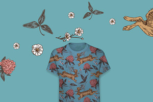 Jackalope. Seamless Patterns.