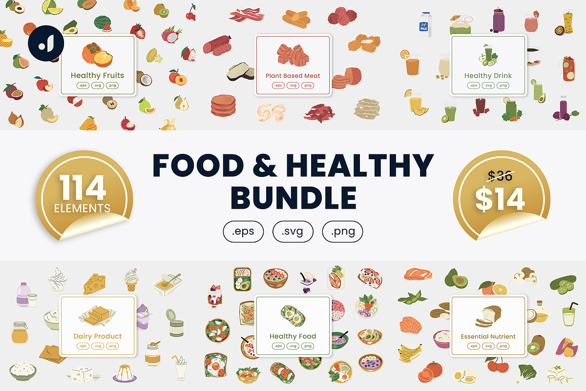Food & Healthy Bundle, an Object Graphic by Jump Studio (Photo 1 of 20)