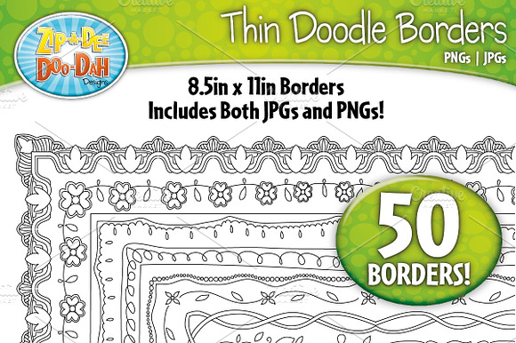Thin Doodle Frame Borders Set 4 preview 2