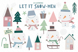 Let It Snow-Men Clipart Set