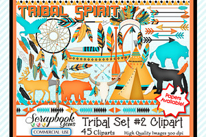 TRIBAL CLIPART, Set 3, 45 images
