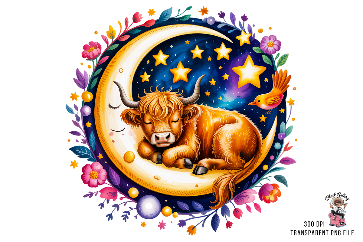 10 Sleeping Baby Cow PNG Clipart, an Illustration by Clipart Bloom (Photo 9 of 11)