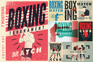 Boxing grunge vector poster set., a Sport Illustration by PoPaShop