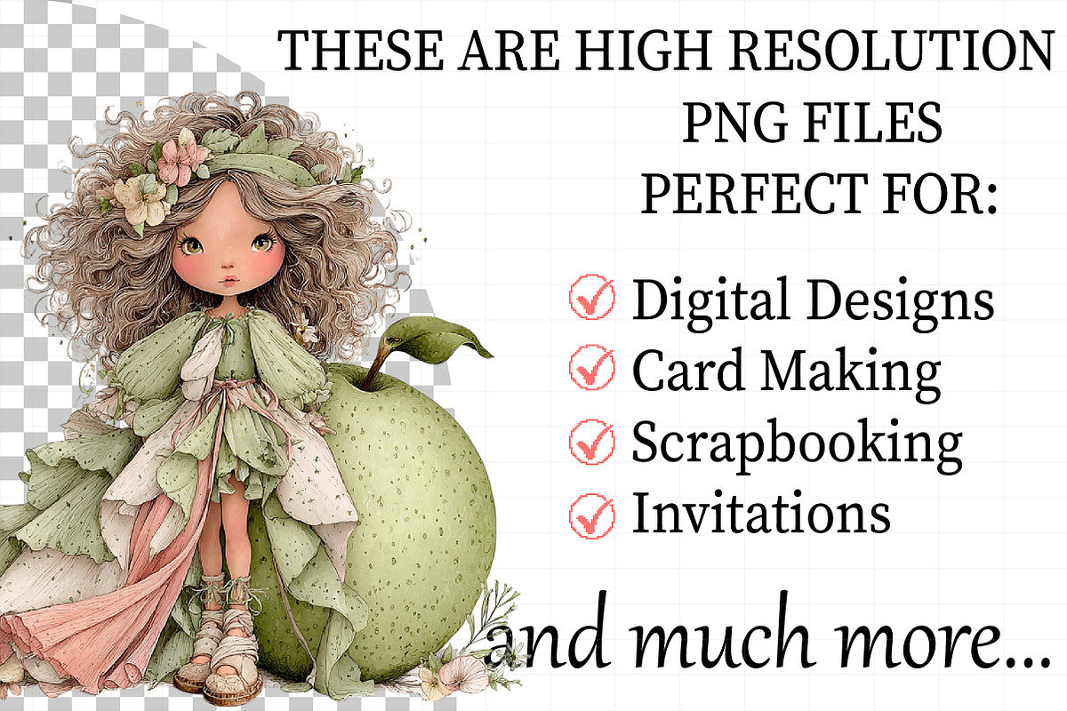 Whimsical Summer Fruit Girls Clipart, an Illustration by Daily.Designs (Photo 2 of 8)