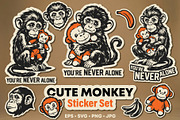 Vector Cute Monkey Sticker Set, an Animal Illustration by daver2002ua (Thumbnail 1 of 4)