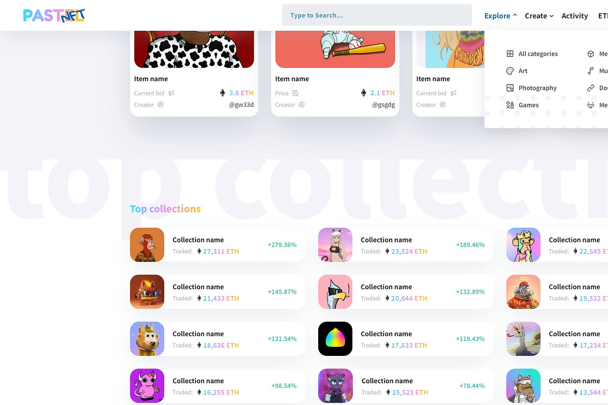 Pastel NFT marketplace HTML template, a Bootstrap Template by IG Design (Photo 4 of 11)