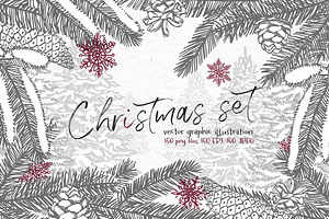 Xmas set graphic illustrations