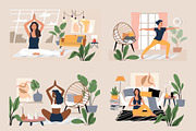 Relax & meditation. Vector woman set, a Person Illustration by bioraven (Thumbnail 4 of 12)