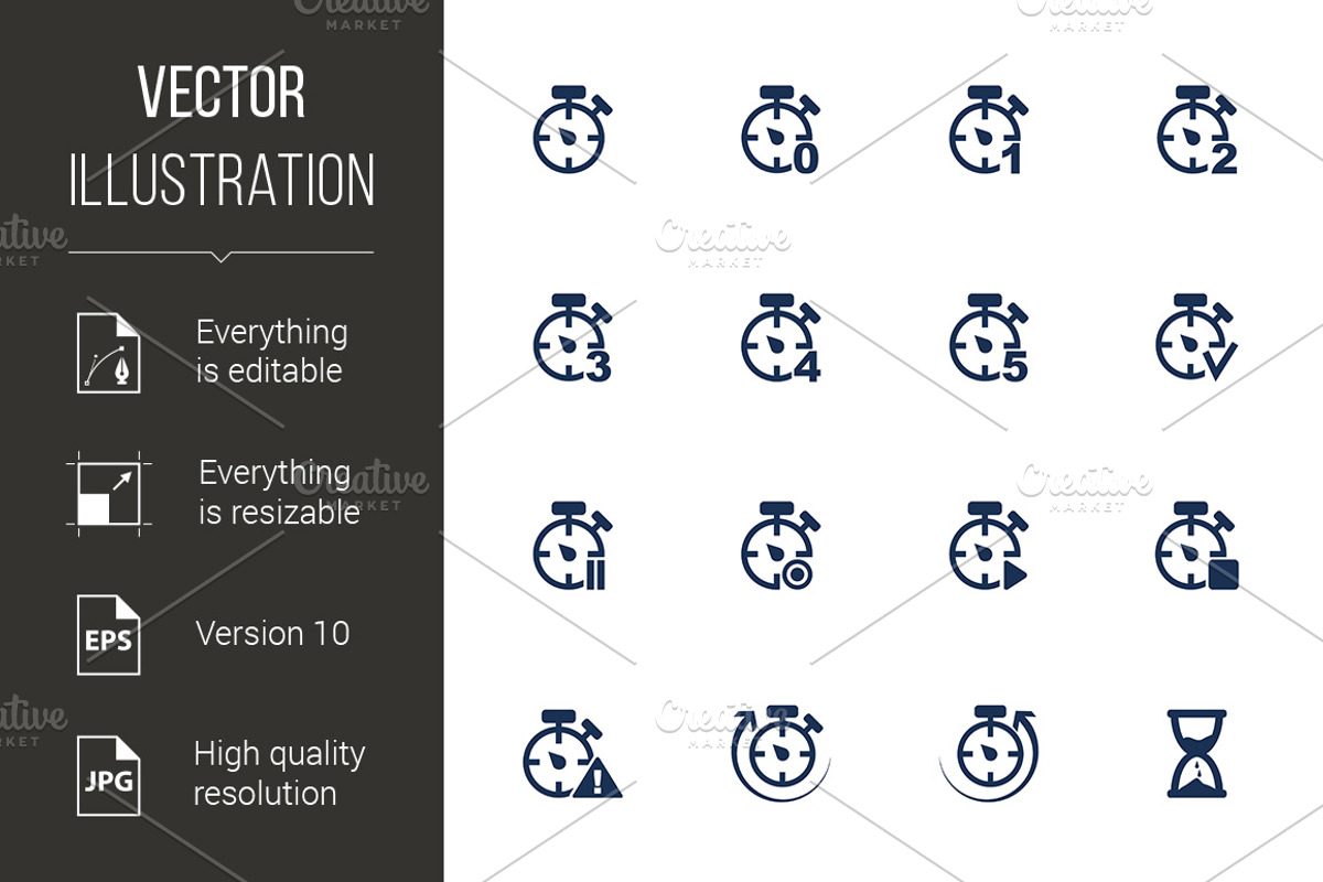 Time icons, a Graphic by DvargShop