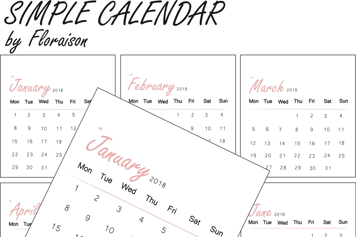 Sweet Pink Calendar, a Stationery Template by byfloraison (Photo 3 of 3)
