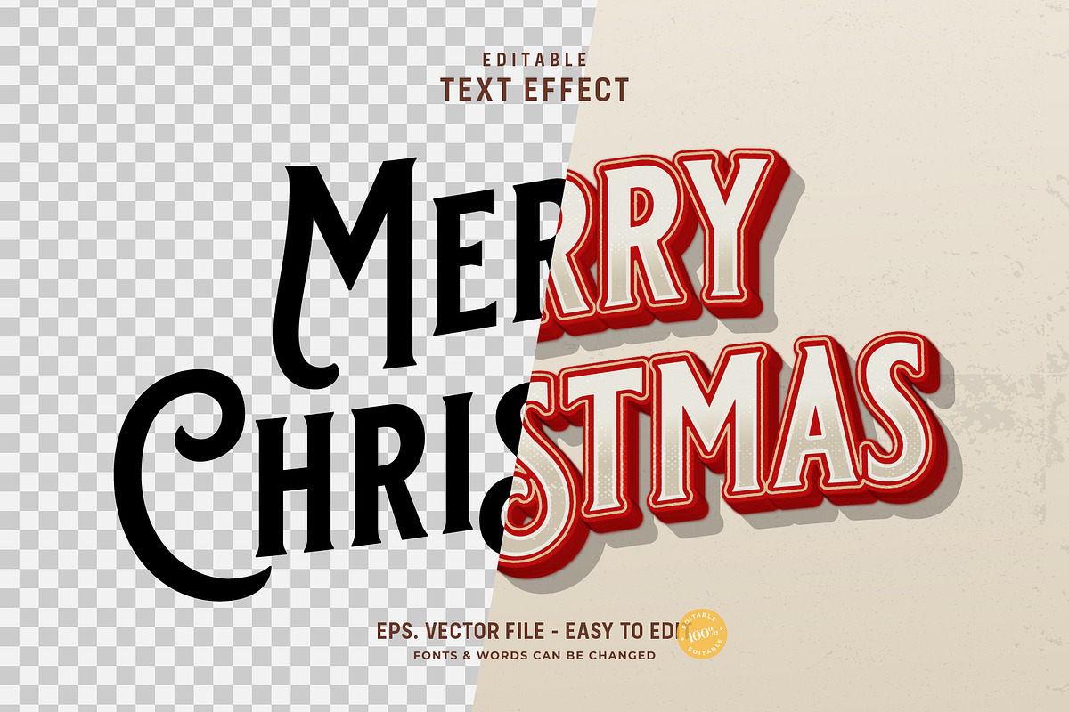 Merry Christmas Retro Text Effect, a Layer Style Add-On by zdson (Photo 2 of 2)