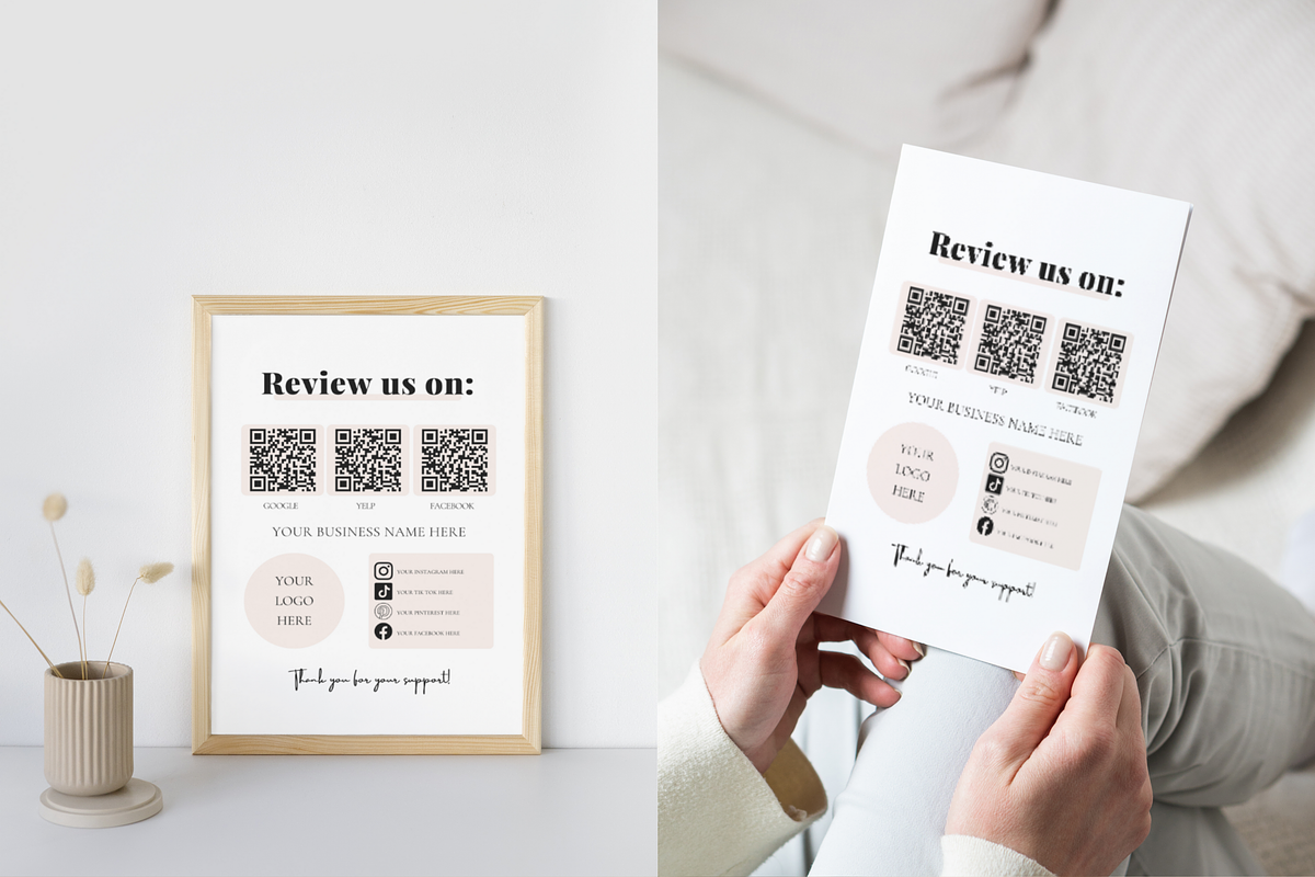 Review Us Business Sign Template, a Print Template by Digital By Nikoleta (Photo 2 of 9)