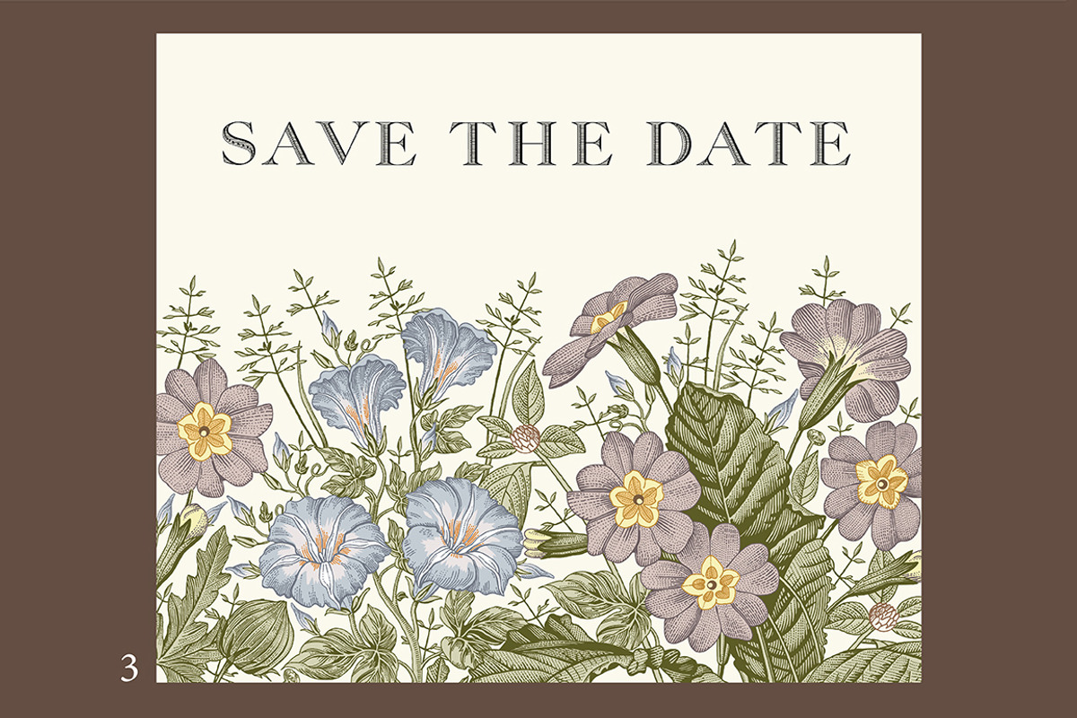 3 Wedding Cards + Seamless Pattern, a Pattern Graphic by Vintage (Photo 4 of 15)