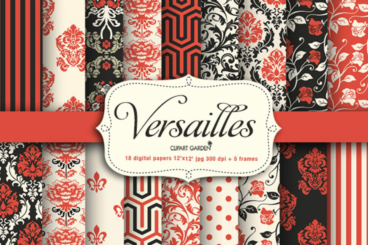 18 Versailles style papers + frames, a Pattern Graphic by CLIPART GARDEN (Photo 1 of 5)
