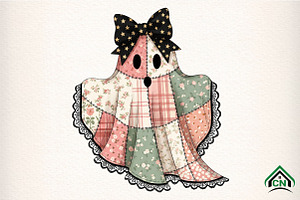 Patchwork Ghost Png, an Illustration by Craft Nest