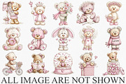 Watercolor Valentine's Teddy Bear, an Illustration by Canvas Craft (Thumbnail 3 of 6)