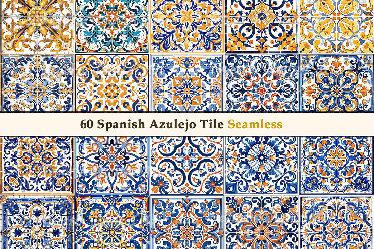 Spanish Azulejo Pattern Tile V1, a Pattern Graphic by Negarin Digital Art (Photo 4 of 8)