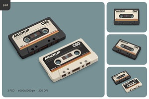 Vintage Cassette Tape Mockup Set