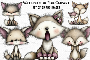 Watercolor Fox with Emotion Clipart, an Illustration by Craft Nest
