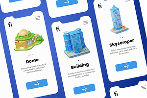 3D Architecture Icons Illustration