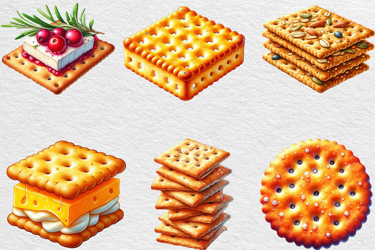 Cracker Watercolor Clipart, an Illustration by Black Bird Studio (Photo 4 of 6)