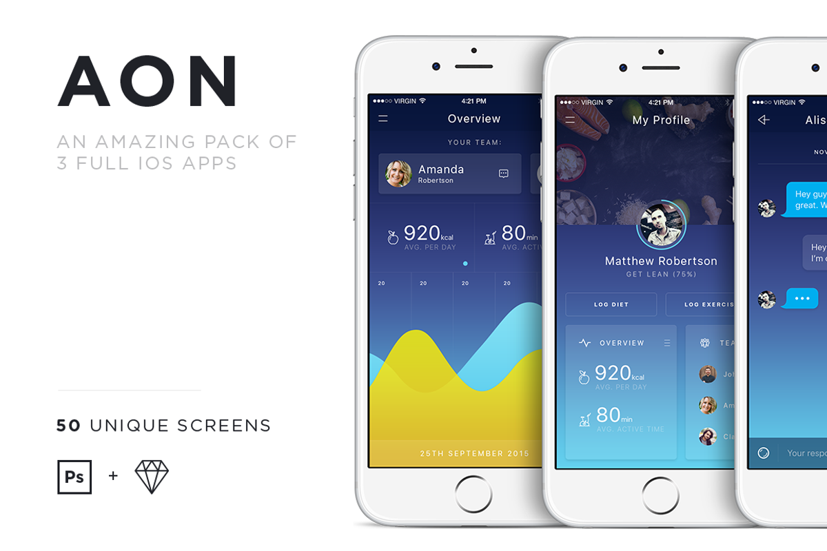 AON - a pack of 3 beautiful iOS apps, a Graphic by Ionut Zamfir (Photo 3 of 5)