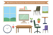Office Furniture Illustration Set, an Illustration by jongcreative (Thumbnail 1 of 3)