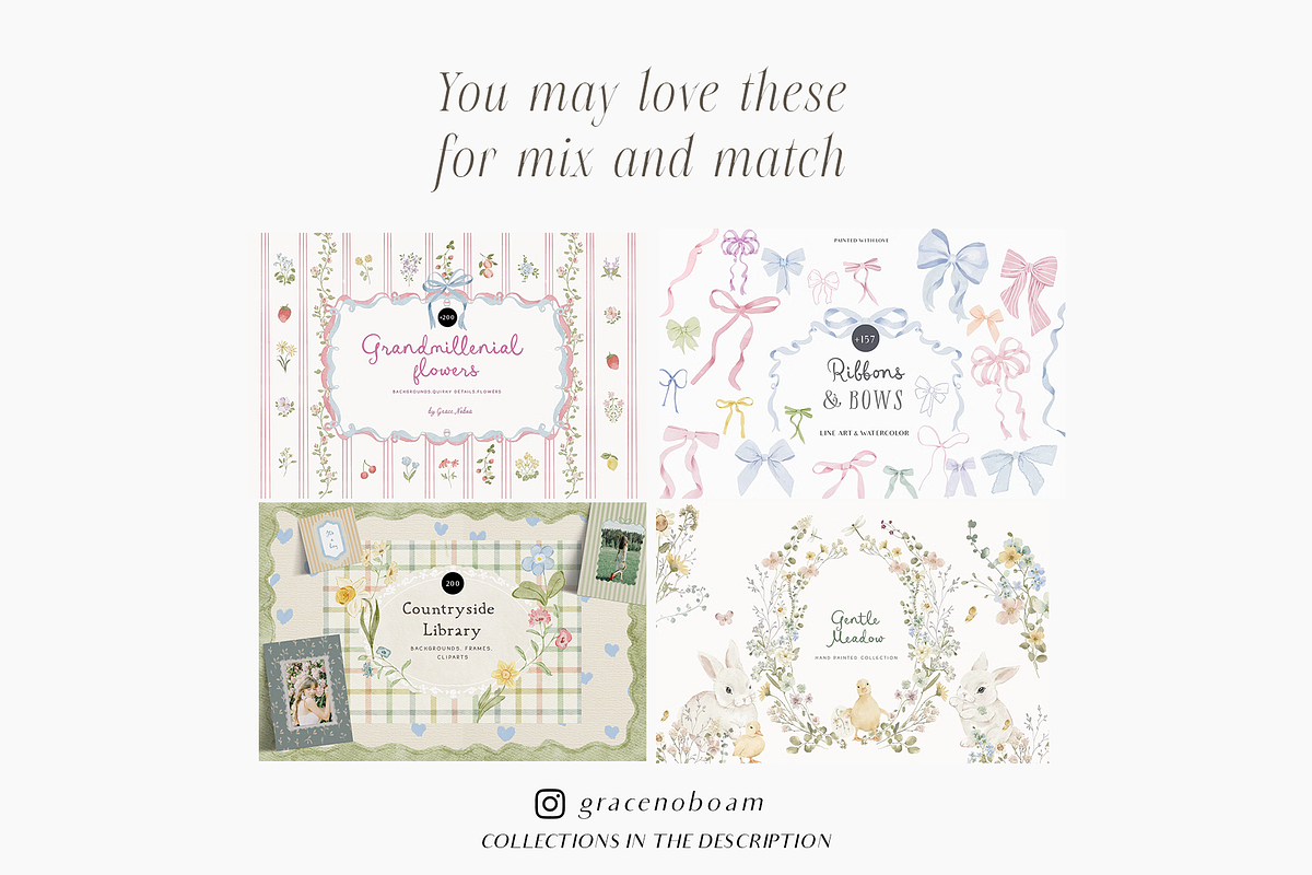 Grandmillenial Cottage kids set, an Object Graphic by Grace Noboa Illustrations (Photo 8 of 17)