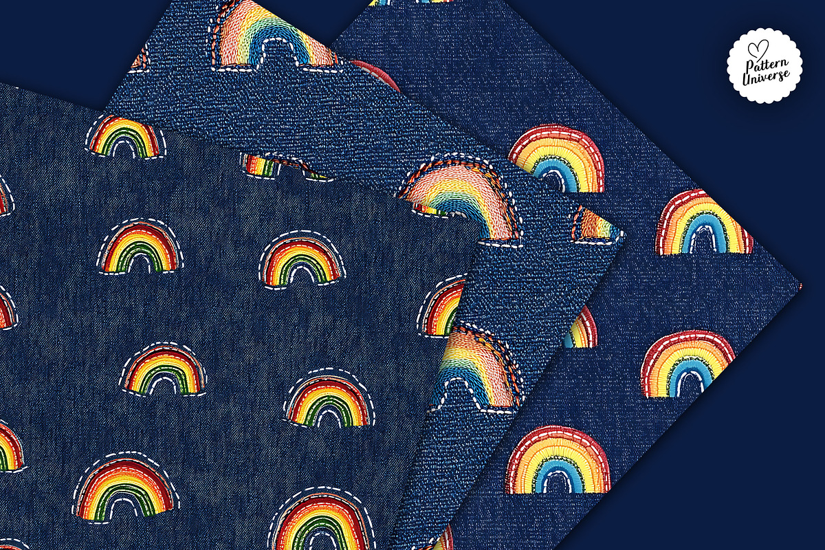 Rainbow Blue Denim Embroidery, a Pattern Graphic by Creative Store (Photo 4 of 5)