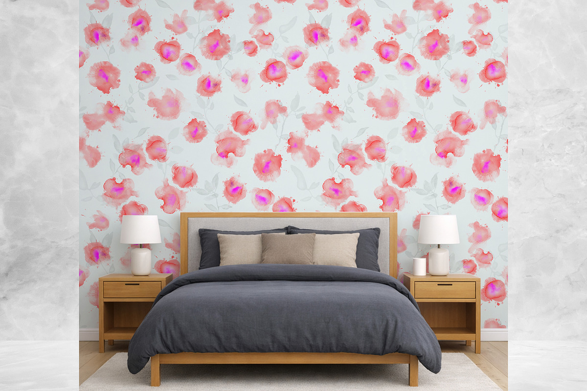 Hand Painted Pink Floral Pattern, a Pattern Graphic by MartinShop (Photo 6 of 10)