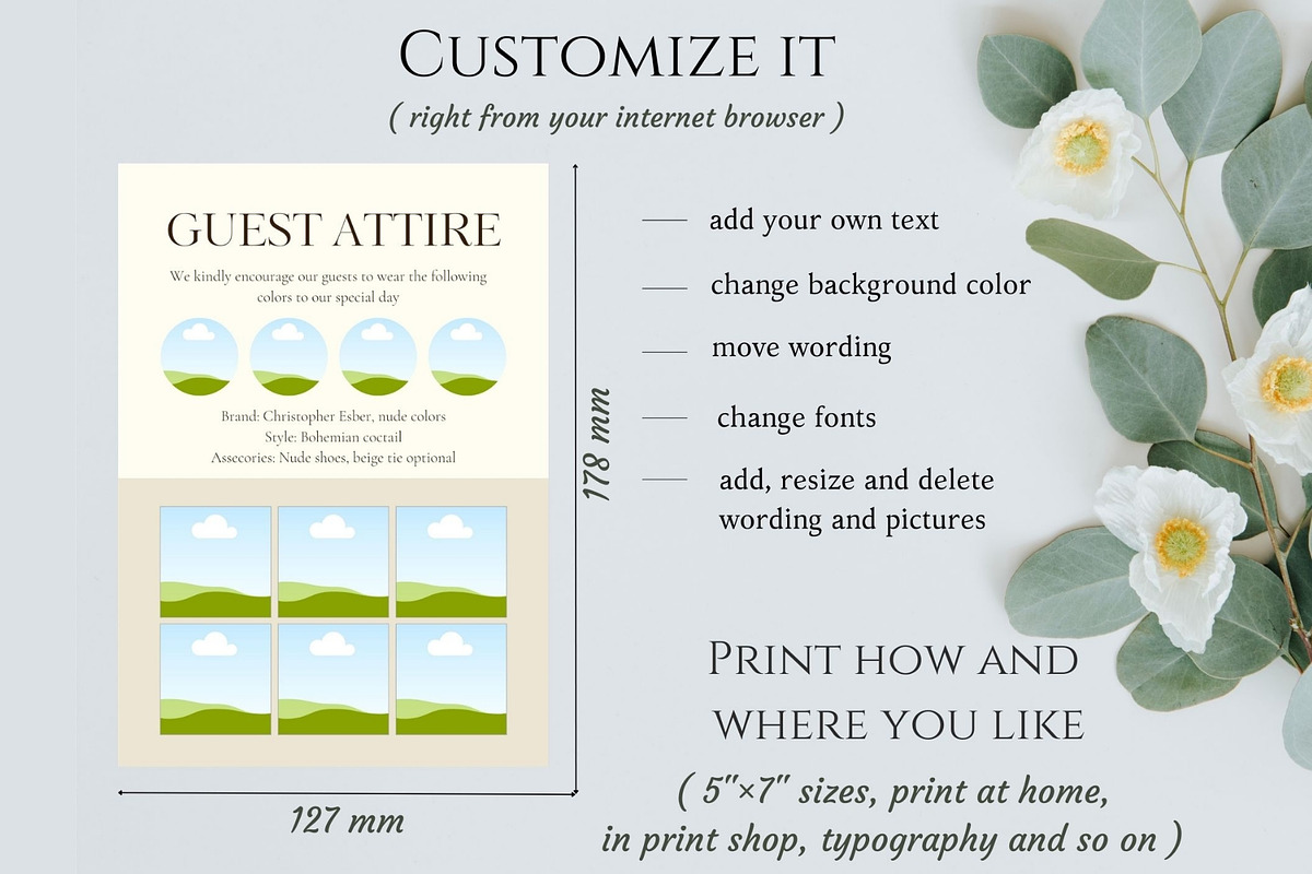 Guest attire Dresscode card template, a Card Template by EvaTemplates (Photo 4 of 4)