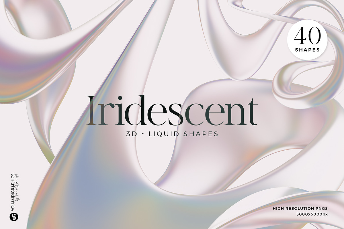 Iridescent 3D Liquid Shapes, a Graphic by Youandigraphics (Photo 1 of 13)