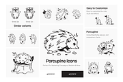 Porcupine Doodle Icons, a Solid Icon by Prosymbols (Thumbnail 4 of 6)