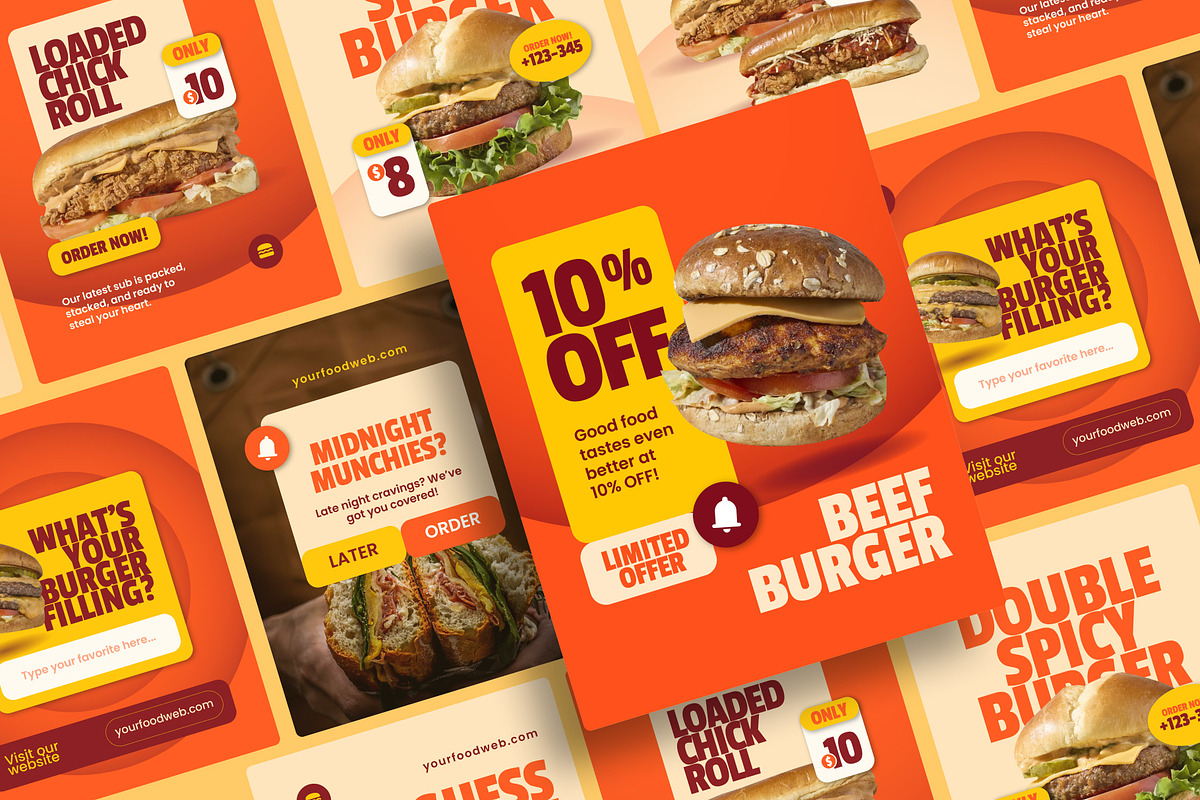 Fast Food Instagram Post Template, a Social Media Template by Pink Bunny Studio (Photo 3 of 3)