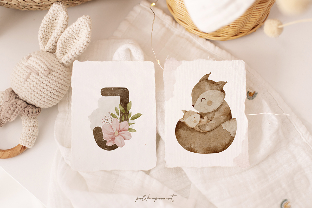 Mom & Baby Animals Floral Collection, an Animal Illustration by polikarpovaart (Photo 9 of 12)