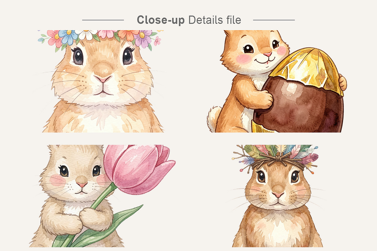 Watercolor Easter Bunny PNG Bundle, an Illustration by Artnoy (Photo 4 of 8)