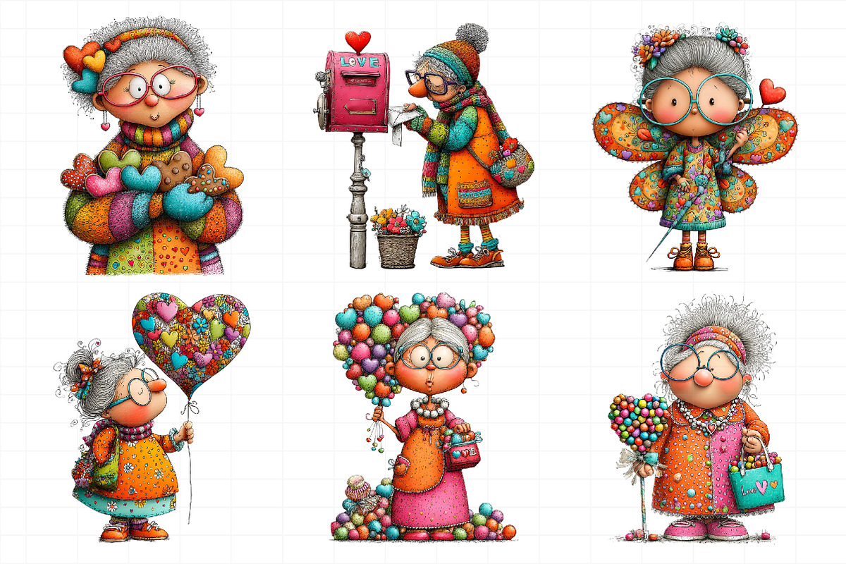 Whimsical Valentines Grandma Clipart, an Illustration by Daily.Designs (Photo 7 of 7)