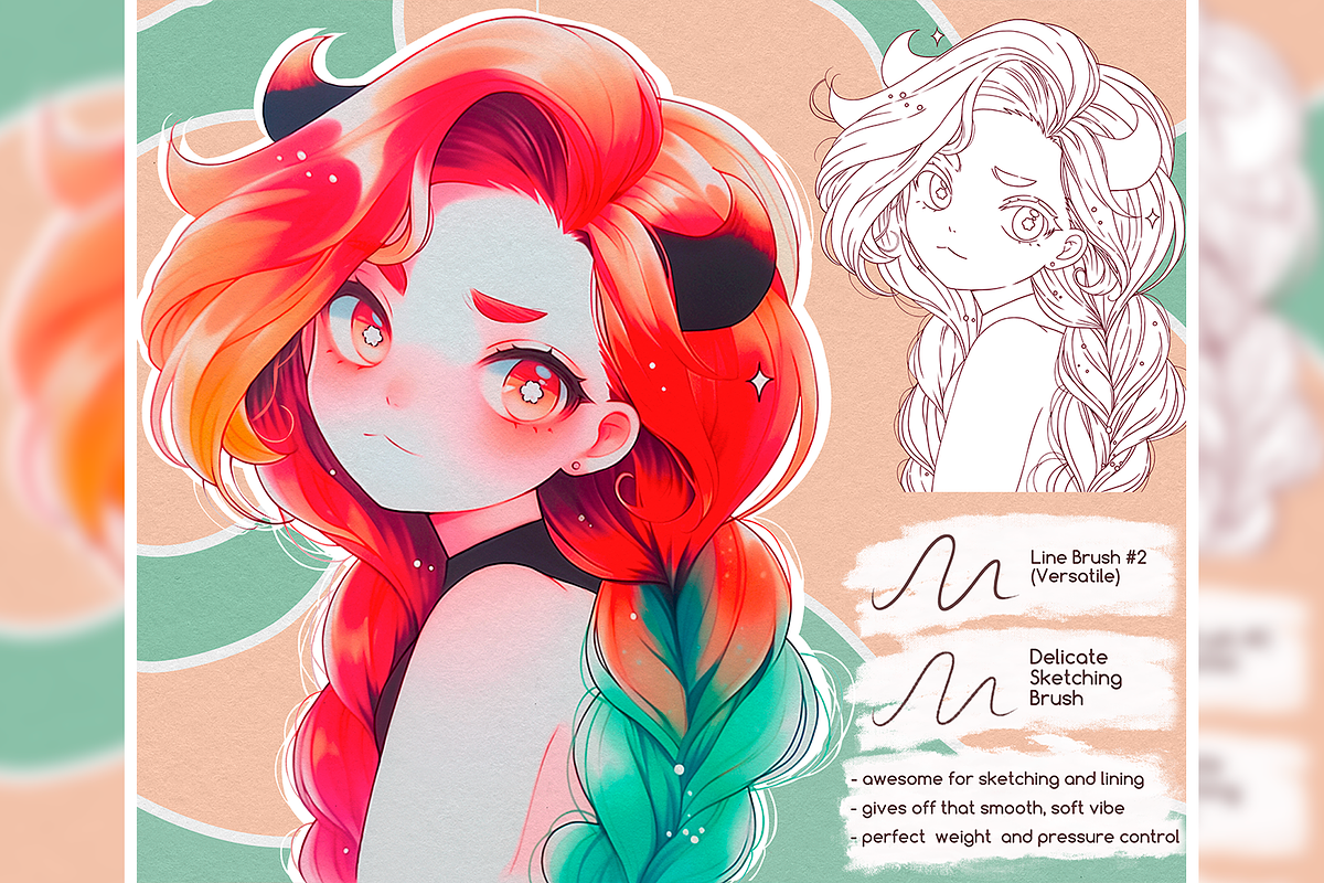 Soft LineArt Brushes for Procreate, a Brush Add-On by Disyukov (Photo 3 of 8)
