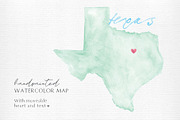 Watercolor Map of Texas, an Illustration by Beloved Paper (Thumbnail 1 of 6)