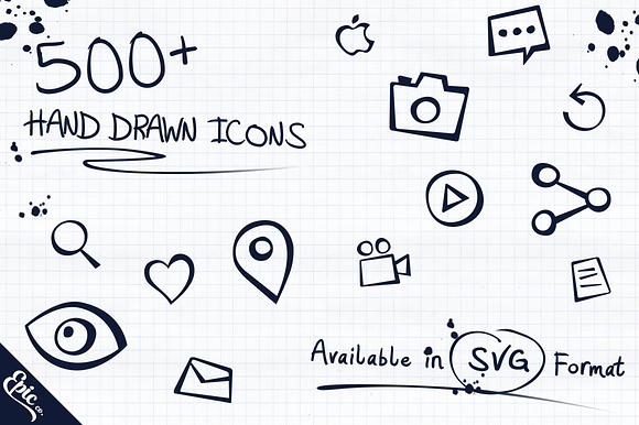 500+ Epic Hand Drawn Icons preview 5