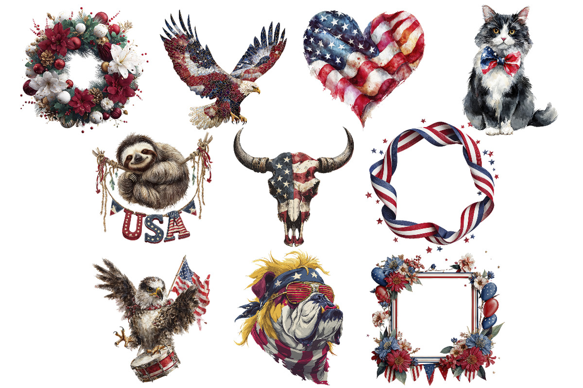 American Independence Day Clipart, a Decorative Illustration by InkyQueenArt (Photo 4 of 5)