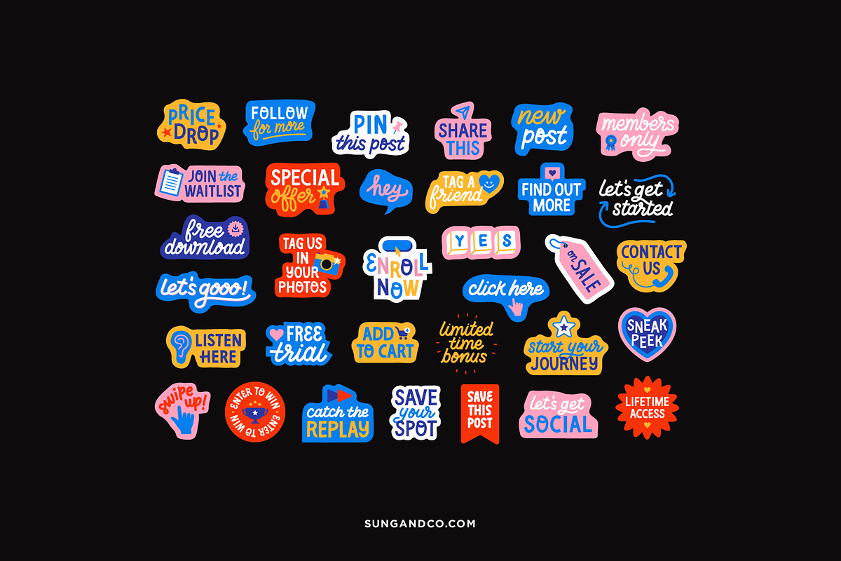 Illustrative Call to Action Stickers, a Templates & Theme by sungandco (Photo 6 of 7)