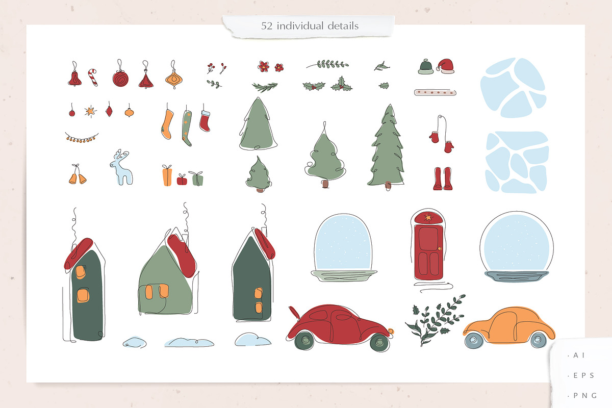 Noel hand drawn Christmas set, a Decorative Illustration by brialinas (Photo 3 of 9)