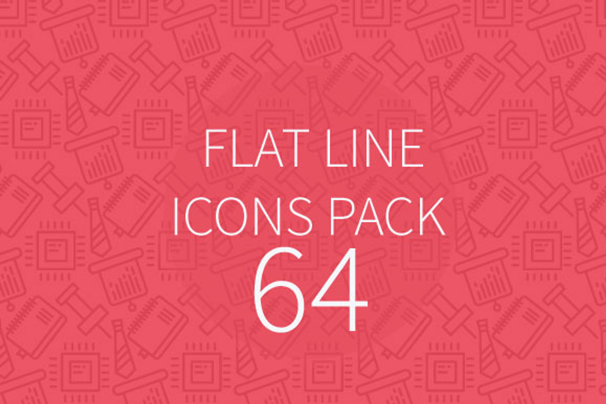64 Flat Line Icons Pack, an Outline Icon by Nerokanji_Designs (Photo 1 of 2)
