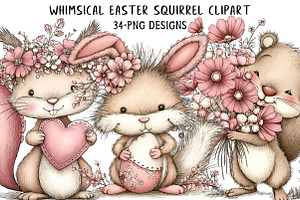 Whimsical Easter Squirrel Clipart, an Illustration by Daily.Designs