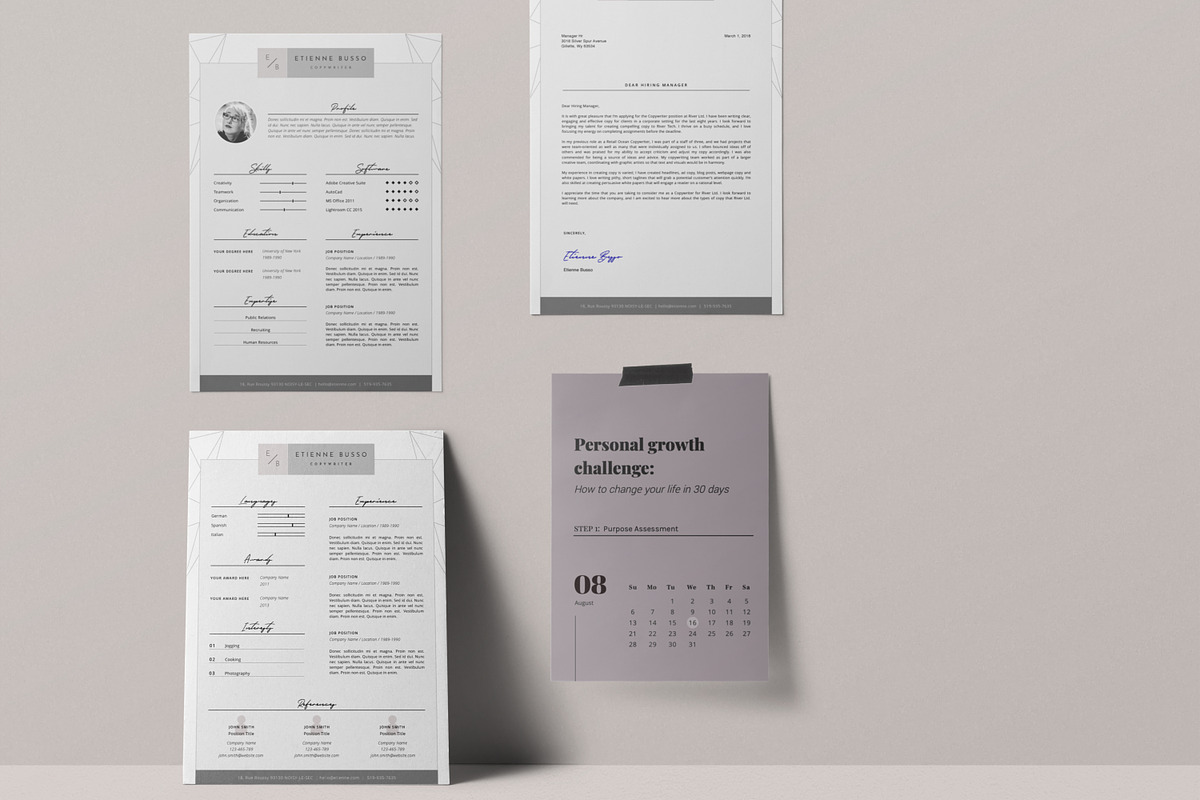 Stylish Resume Template 4 MS Word, a Resume Template by Botanica Paperie (Photo 3 of 5)