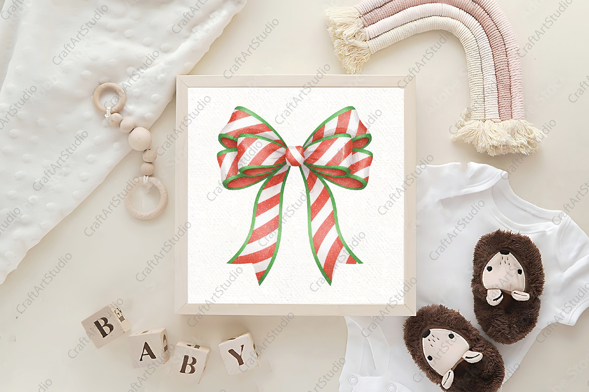 Christmas Coquette Bow PNG, an Illustration by CraftArtStudio (Photo 4 of 4)