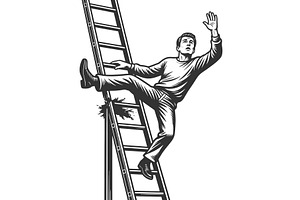Man Falling From Ladder Workplace, a Person Illustration by AlexArt